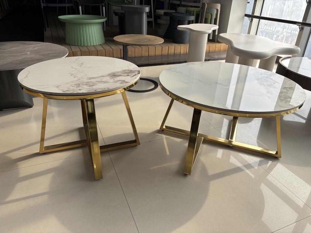 MESA DE CENTRO  PARISIAN CERÁMICA BLANCA(DIA800*440, DIA600*500)