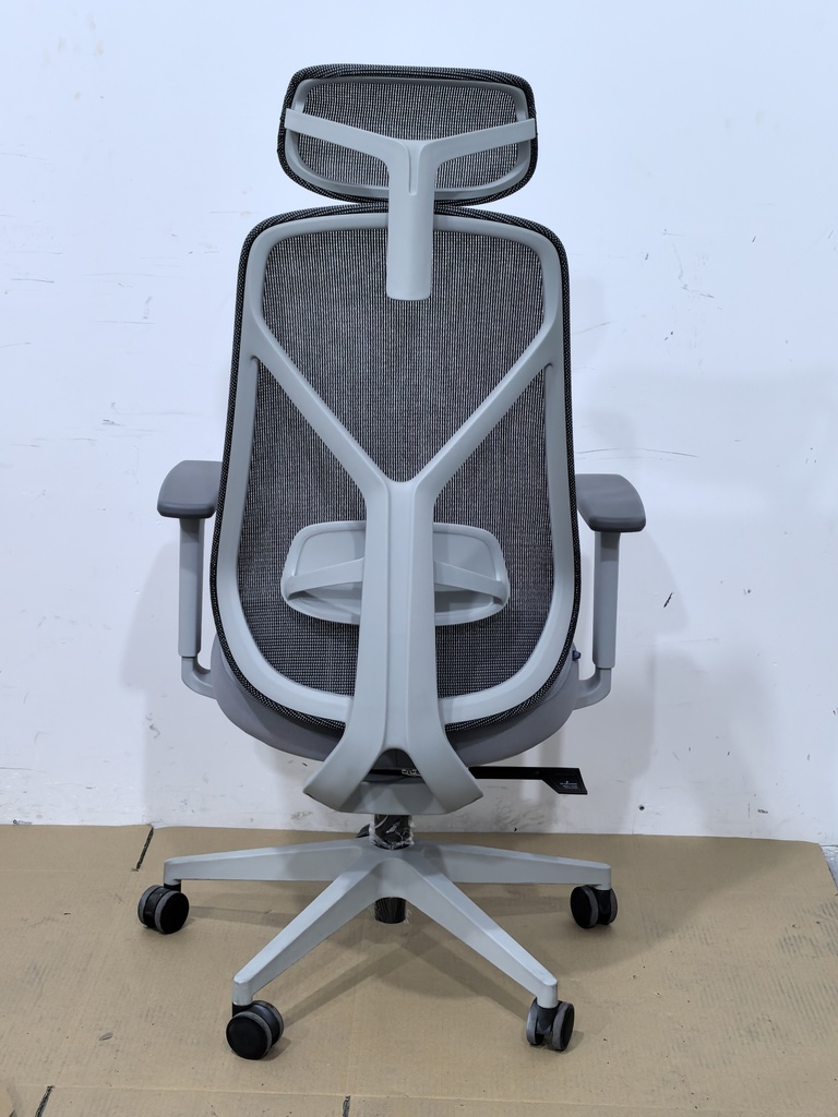 SILLA DE OFICINA EJECUTIVA NOLAN 6243A-HS CON CABECERA (RESPALDO GRIS, ASIENTO GRIS)