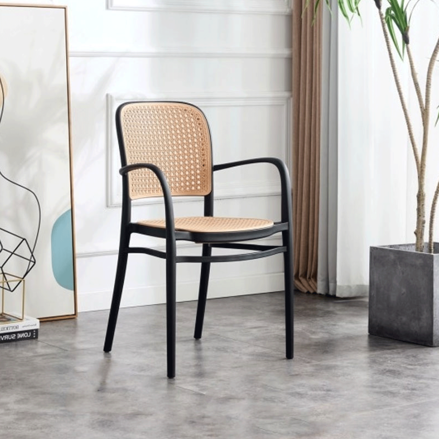 SILLA Cross #1 Con Brazo COMEDOR - NEGRO Y AMARILLO.gif