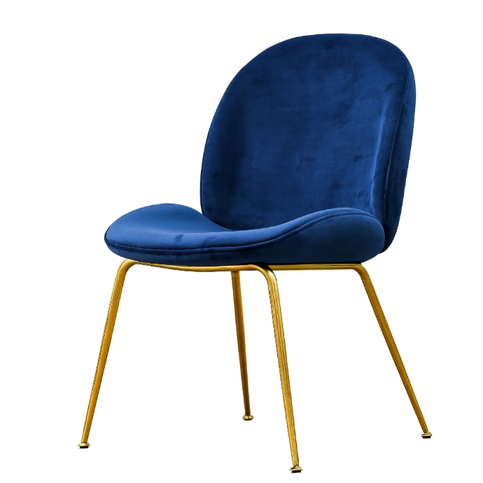 SILLA NARA AZUL PATAS DORADAS COMEDOR