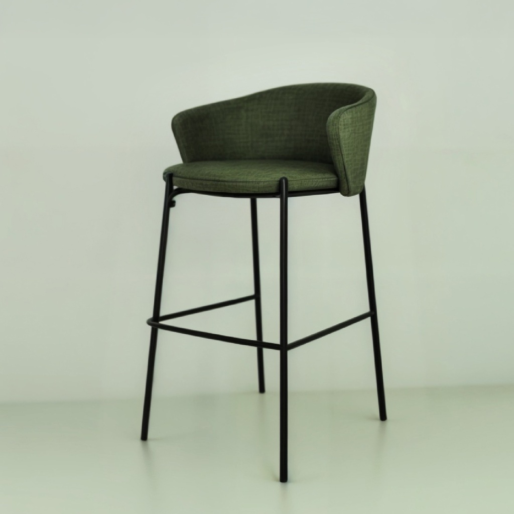 SILLA NANTES VERDE , PATAS NEGRAS, PARA BAR