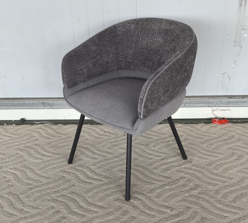 SILLA COMEDOR KIARA GRIS OSCURO Y CLARO,PATAS NEGRO(60x60x76CM)