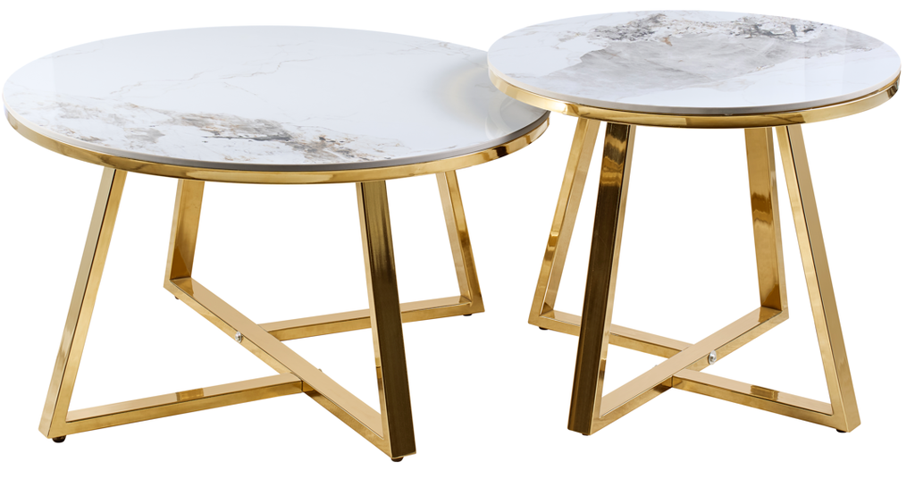 MESA DE CENTRO  PARISIAN CERÁMICA BLANCA(DIA800*440, DIA600*500)