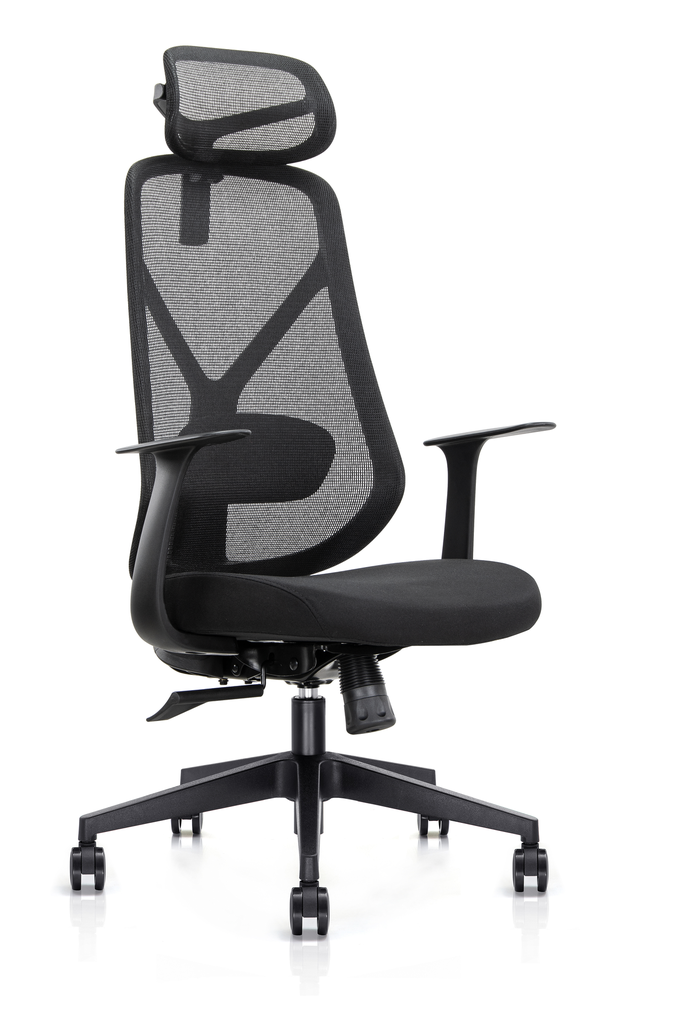 SILLA DE OFICINA EJECUTIVA NOLAN 6243A CON CABECERA (RESPALDO NEGRO, ASIENTO NEGRO)
