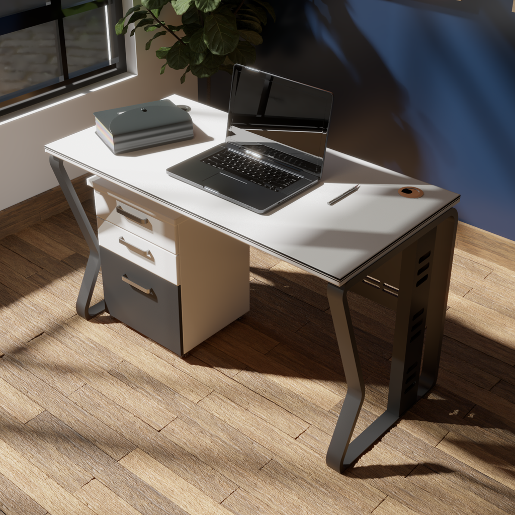 ESCRITORIO SM140 PLATAFORMA BLANCO Y PATAS NEGRO (120x60x75CM)