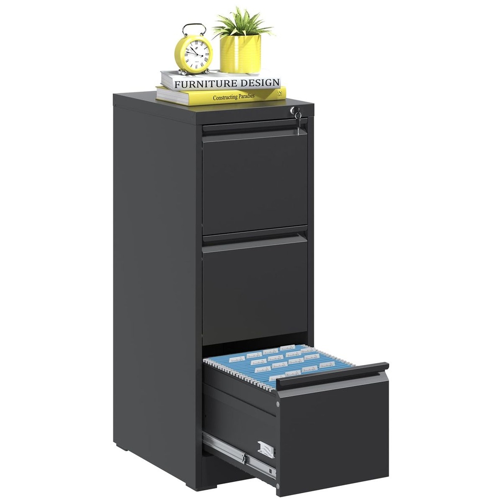 ARCHIVO METALICO V02- DE 03-GAVETAS NEGRO (18*24.5*40.50) 