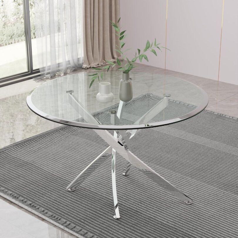 MESA ATENAS DE 1.10M TOP VIDRIO COMEDOR (DT-17)