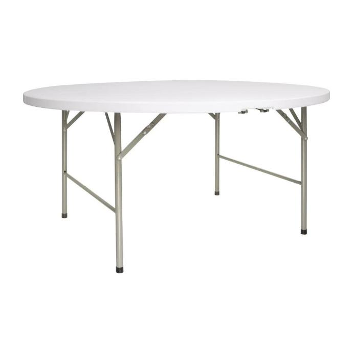 MESA PLEGABLE DE 1.8M REDONDA BLANCA