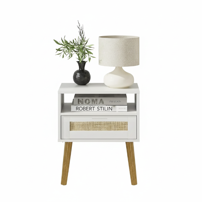 MESA DE NOCHE ISABELLE (YCBE23183-1) BLANCA 16x16x22A pulg