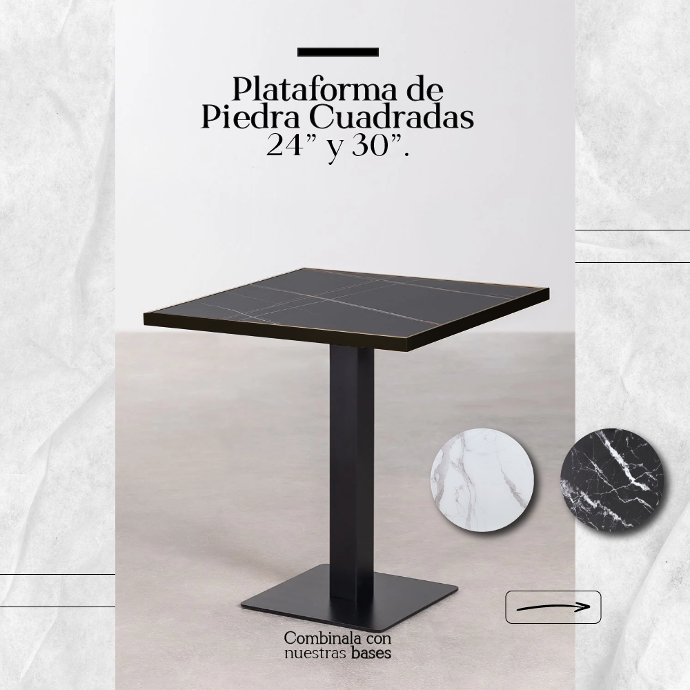 PLATAFORMA DE PIEDRA CUADRADA 28X28" NEGRO