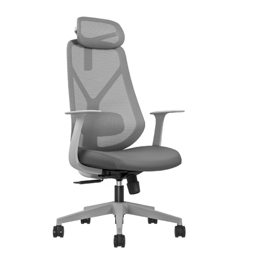 [624301-HS] SILLA DE OFICINA EJECUTIVA NOLAN 6243A-HS CON CABECERA (RESPALDO GRIS, ASIENTO GRIS)