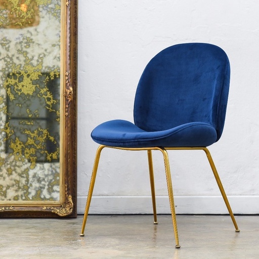 [304348] SILLA NARA AZUL PATAS DORADAS COMEDOR