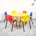 MESA KINDER PLASTICA REDONDA DE 40´´ ALTURA AJUSTABLE MAXIMO 24" COLOR AMARILLA