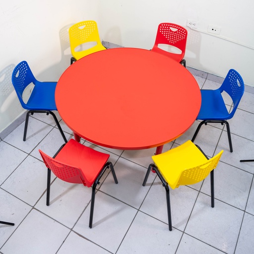 [902016] MESA KINDER PLASTICA REDONDA DE 40´´ ALTURA AJUSTABLE MAXIMO 24”COLOR ROJO