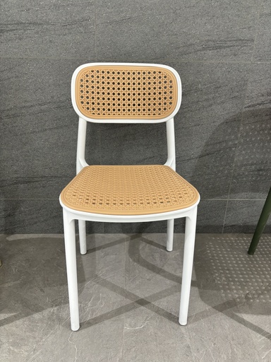 [PS-2418] SILLA CROSS #2 COMEDOR SIN BRAZOS BLANCA CON AMARILLO