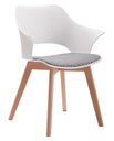 SILLA COMEDOR NEO  BLANCO Y PATA MADERA(52*60*78CM)