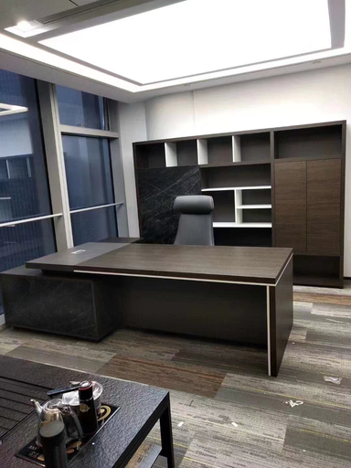 [OFCS25] ESCRITORIO EJECUTIVO  LINKEDIN #2 CAFÉ Y GRIS(2.40x2.00x0.75M)