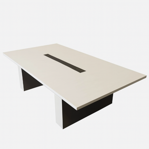 [ODFC26-BG] MESA DE CONFERENCIAS EJECUTIVA LINKEDIN #2 BLANCO Y GRIS(280x140x750CM)