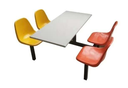 MODULO ATLANTIDA ASIENTO ROJO Y AMARILLO CON ESCRITORIO BLANCO
