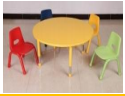 MESA KINDER PLASTICA REDONDA DE 40´´ ALTURA AJUSTABLE MAXIMO 30" COLOR AMARILLA