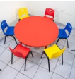 MESA KINDER PLASTICA REDONDA DE 40´´ ALTURA AJUSTABLE MAXIMO 30" COLOR ROJO