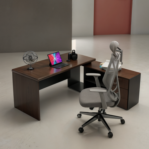 [ODFC35-C] ESCRITORIO EJECUTIVO EN L RONALD COLOR CAFÉ (160x160x75CM)