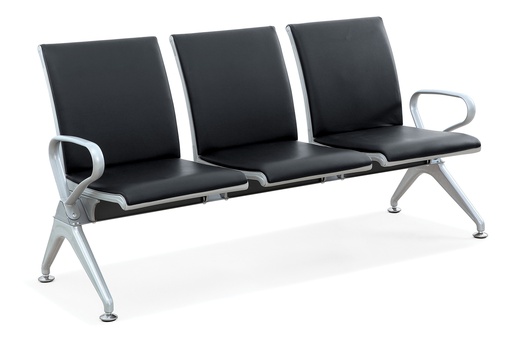 [403F-3] BANCA DE ESPERA FULL COJIN TRIPLE 3P NEGRO