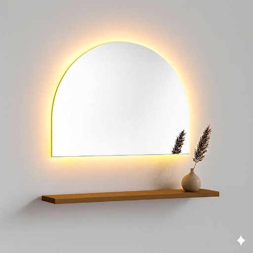 [ES-002] ESPEJO MEDIA LUNA LED DORADA 90x180CM