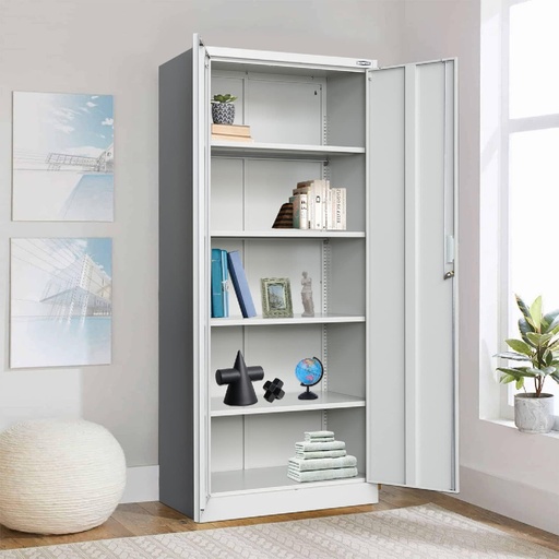 [10124] ARMARIO DE 2 PUERTAS GRIS 43.8*91.4*182.8cms (HF084-H)