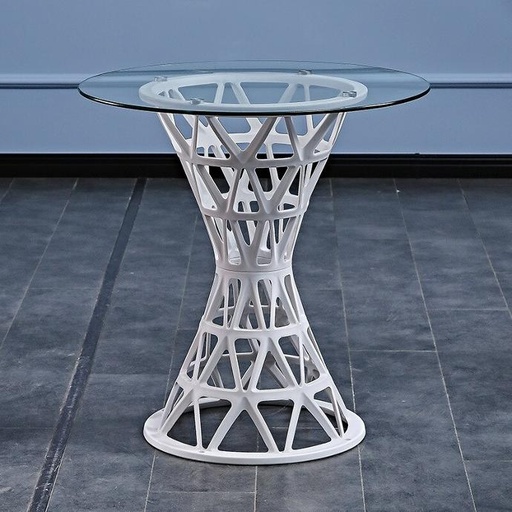 [020222] MESA MATRIX 26`` BASE BLANCA TOP DE VIDRIO
