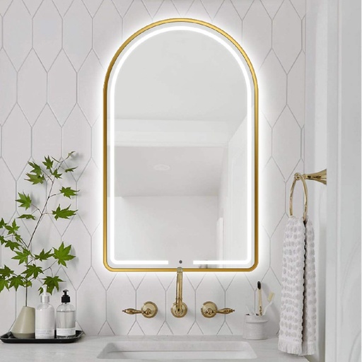 [232315] ESPEJO ARCO LED DORADA 70X120CM