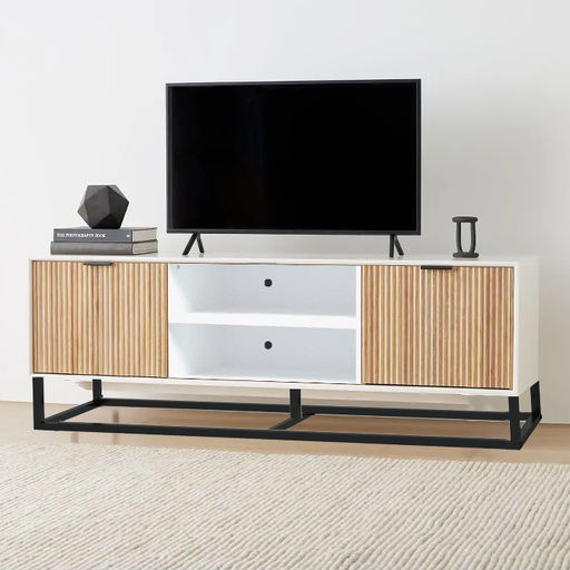 [515104] MODULO DE TV NADIA (YCHA21B003-KY-2) BLANCA-MADERA 56x16x18a pulg