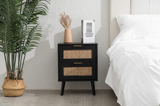 [515112] MESA DE NOCHE EVANS (YCJE22083-1) NEGRA 16x12x21a pulg