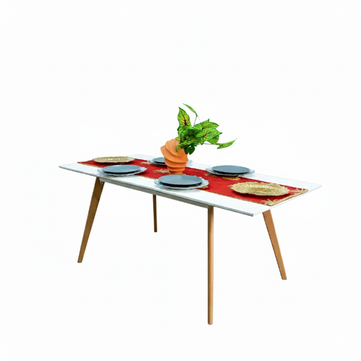 [DT-2101] MESA ESSEN TOP BLANCO PATAS DE MADERA 56-72X34"