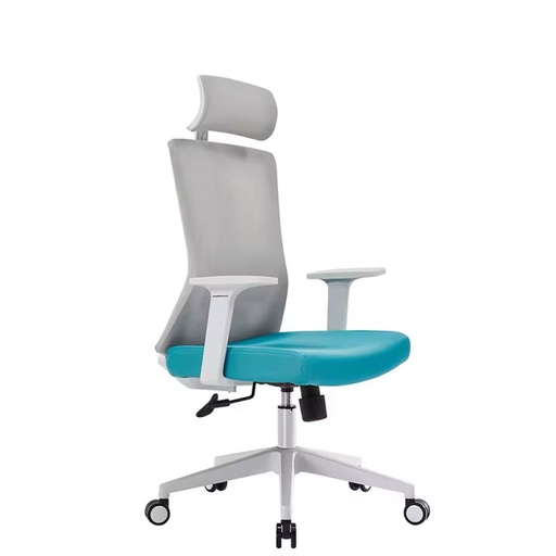[89698] SILLA DE OFICINA EJECUTIVA GREG 6216A-3 (RESPALDO BLANCO, ASIENTO AZUL)